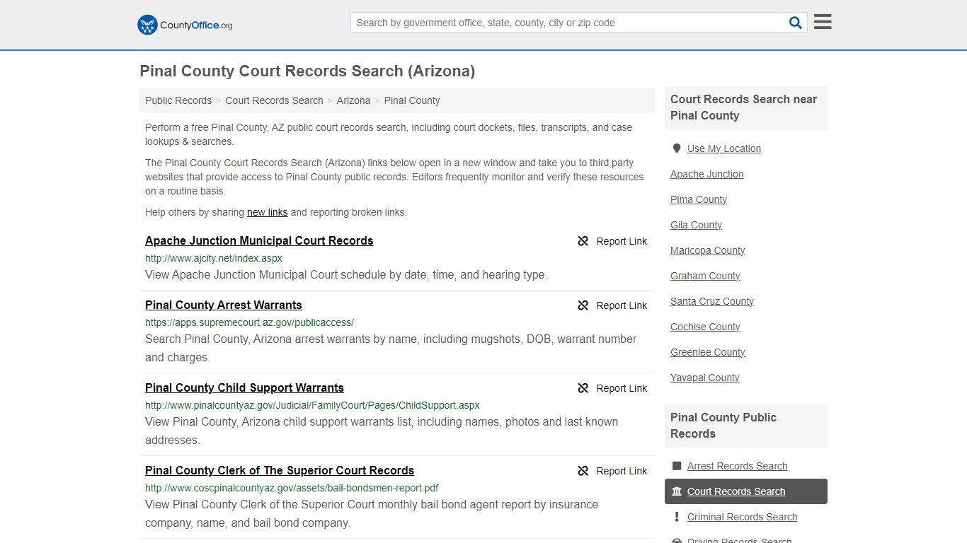 Pinal County Court Records Search (Arizona) - County Office